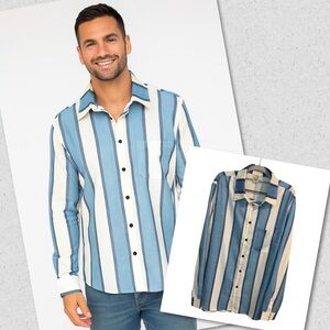 Men’s Hardaddy Color Contrast Vertical Striped Long Sleeve Shirt
